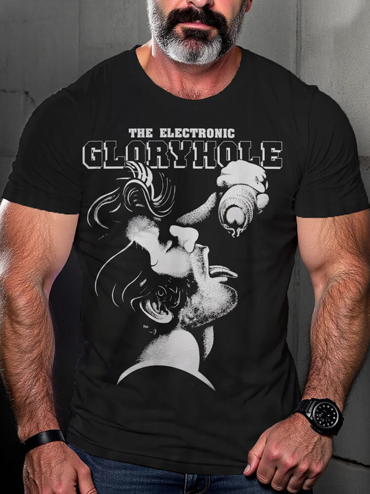 Men's Electronic Glory Hole Gay Print T-Shirt