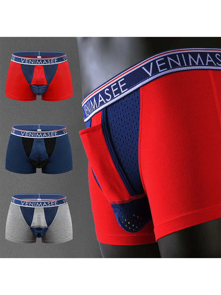 Men's Sexy Ice Silk Pouch-Separating Boxer Briefs Set