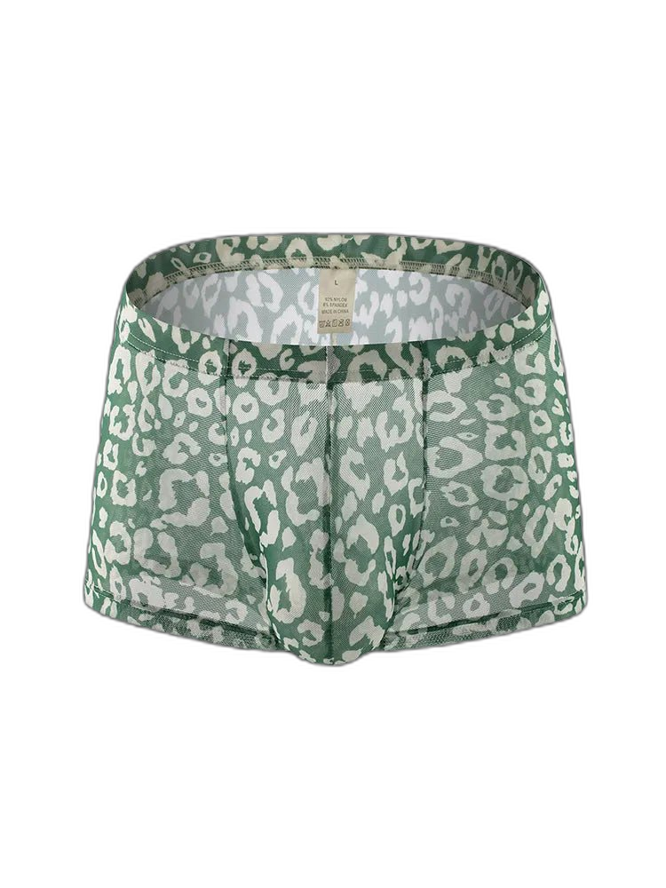 4 Pack Leopard Print See-through Mesh Trunks