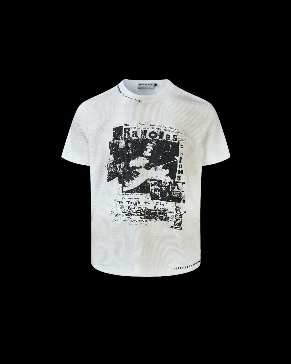 KIIKIO American-Style Distressed Graphic Crew-Neck T-Shirt
