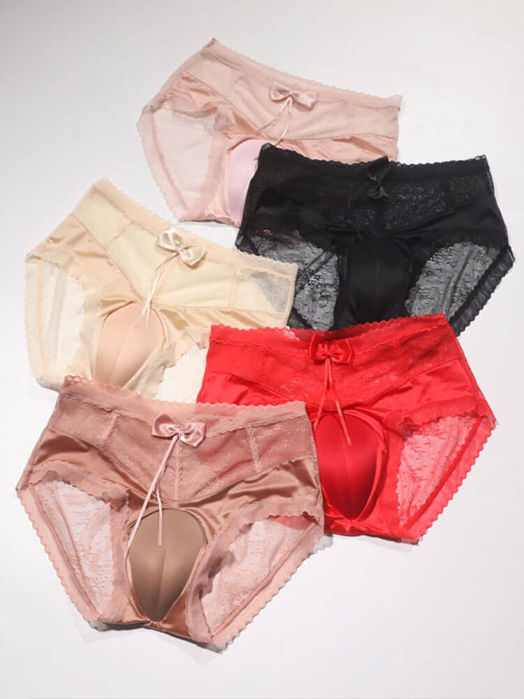 Sexy Lace Bow-Decorated Crossdressing Briefs