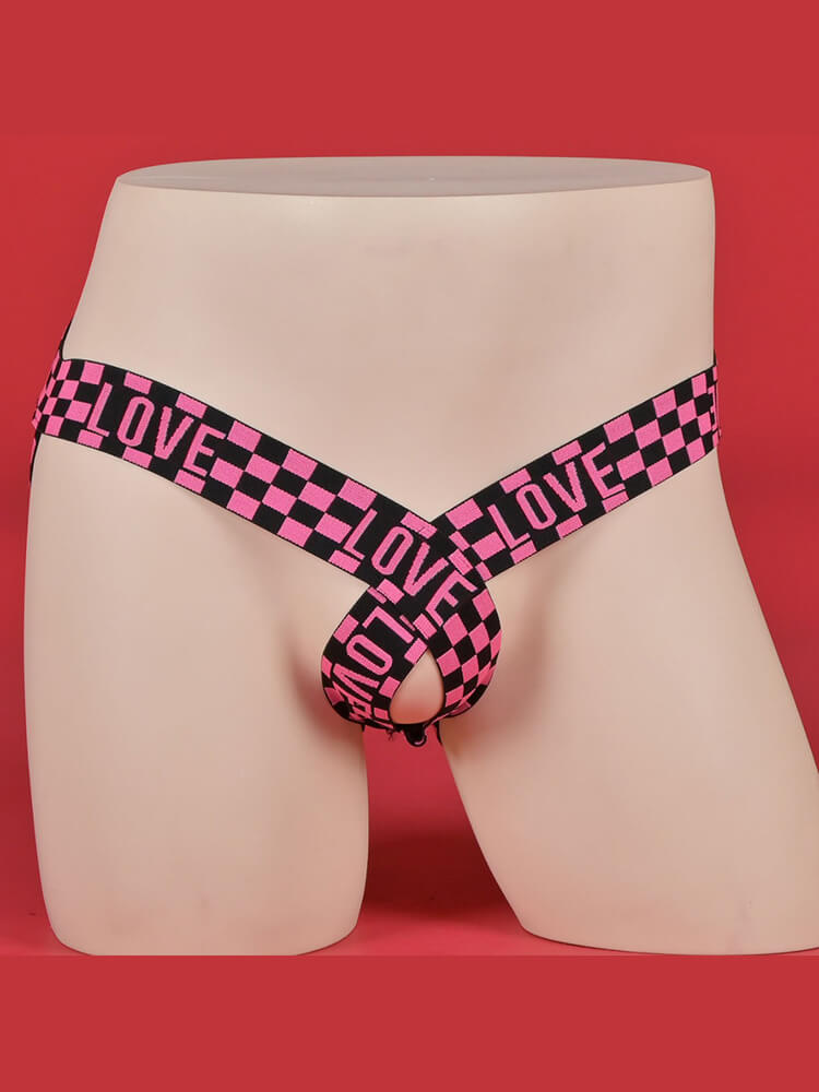 Men's Sexy Love Letter Belt Revealing Buttocks Thong