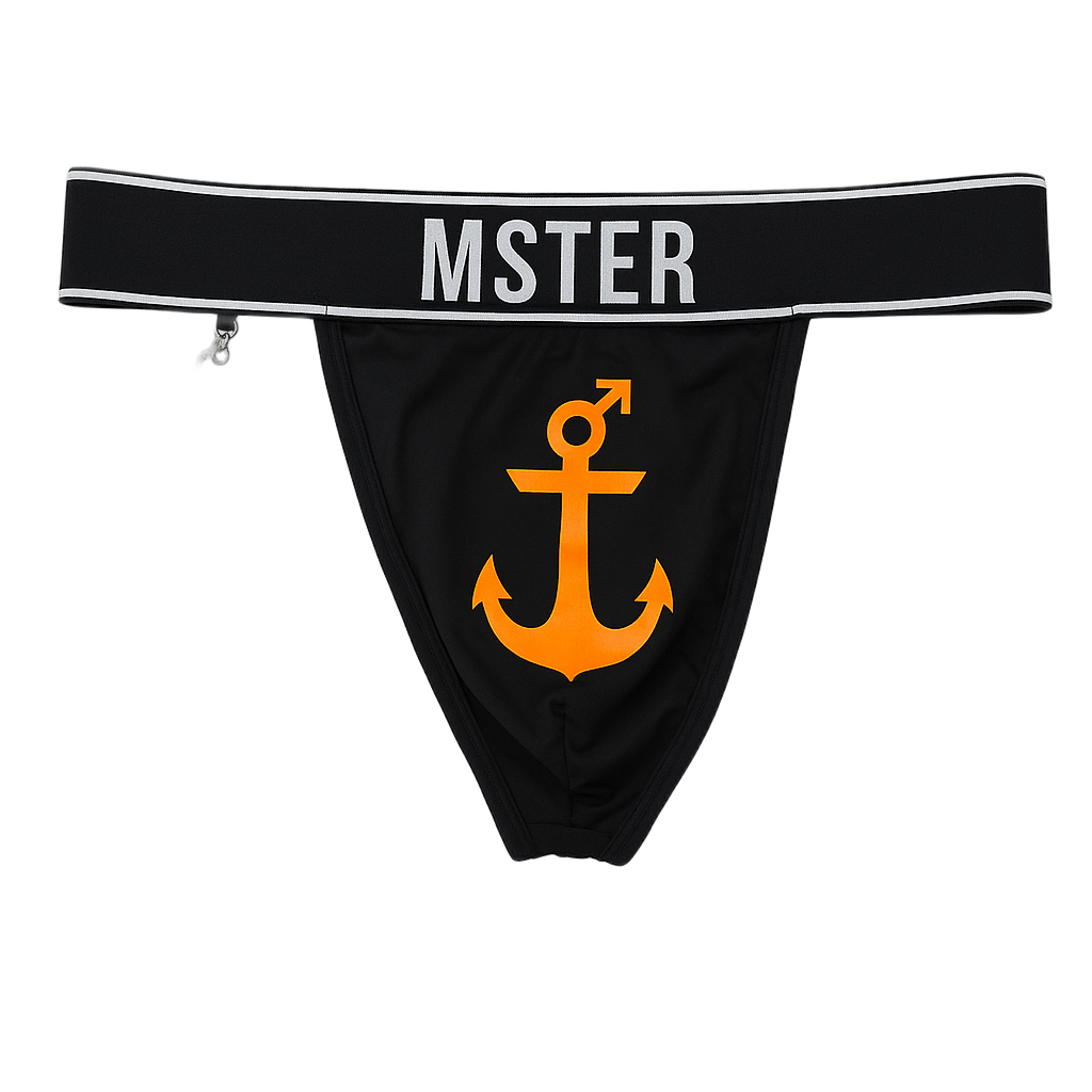 MSTER Thong with Detachable Chain Accessory Black