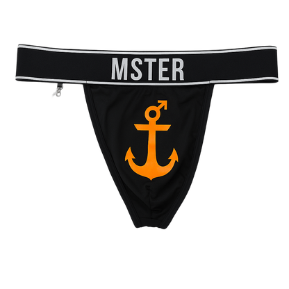 MSTER Thong with Detachable Chain Accessory Black