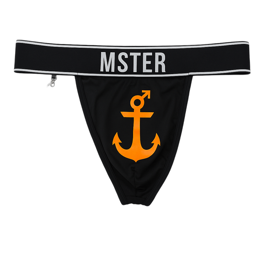 MSTER Thong with Detachable Chain Accessory Black