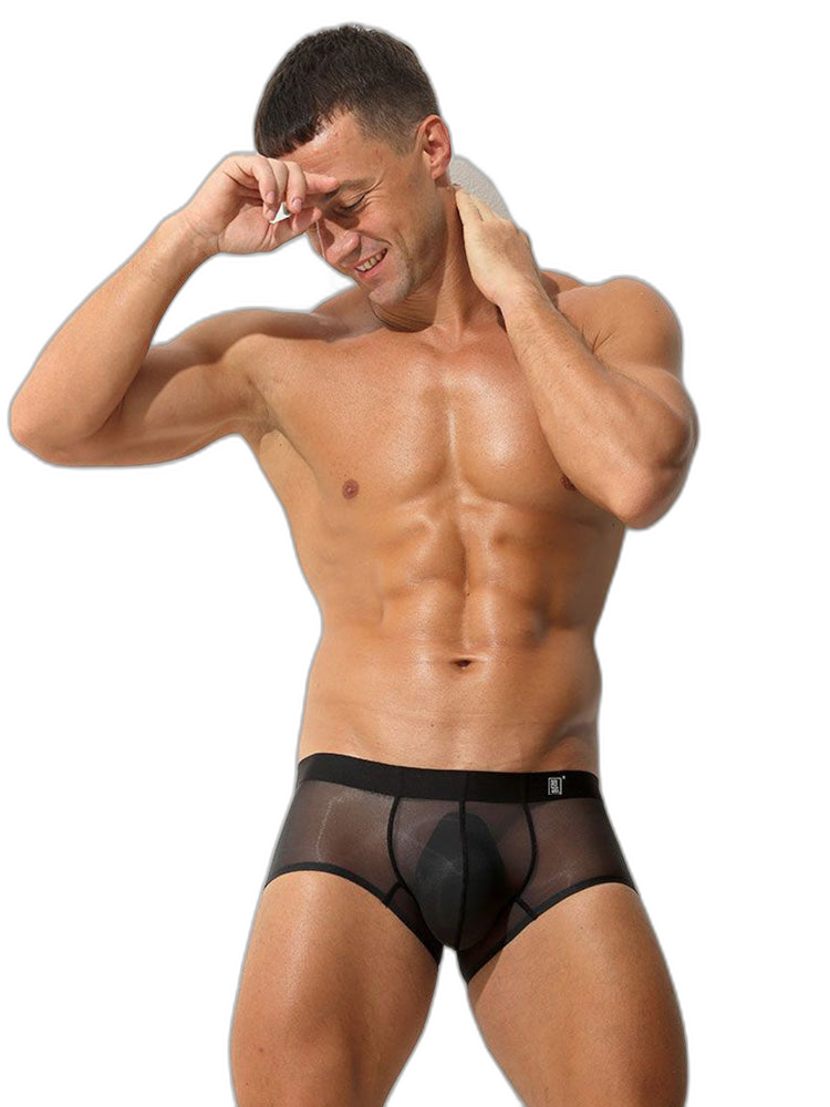 Men's Transparent Sexy Ice Silk Seamless Boxer Briefs