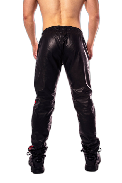 Prowler RED Leather Trackies Black/Red Stripe