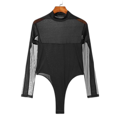 Turtleneck Long Sleeve Mesh Bodysuit