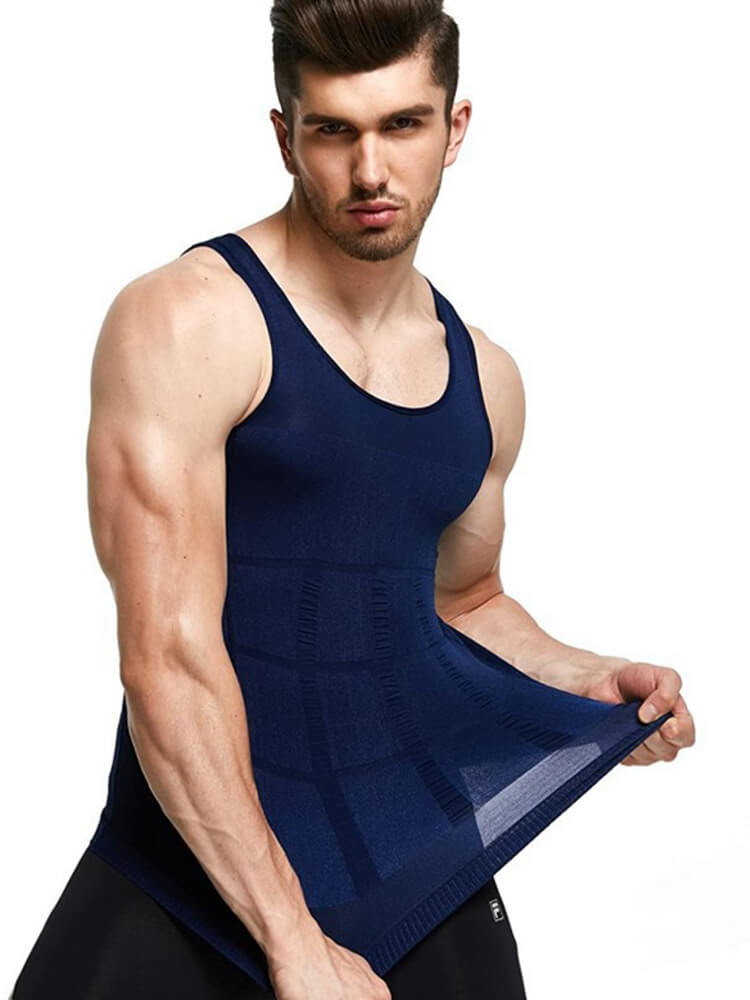 Men's Solid Color Slim Shaping Tummy Control Vest