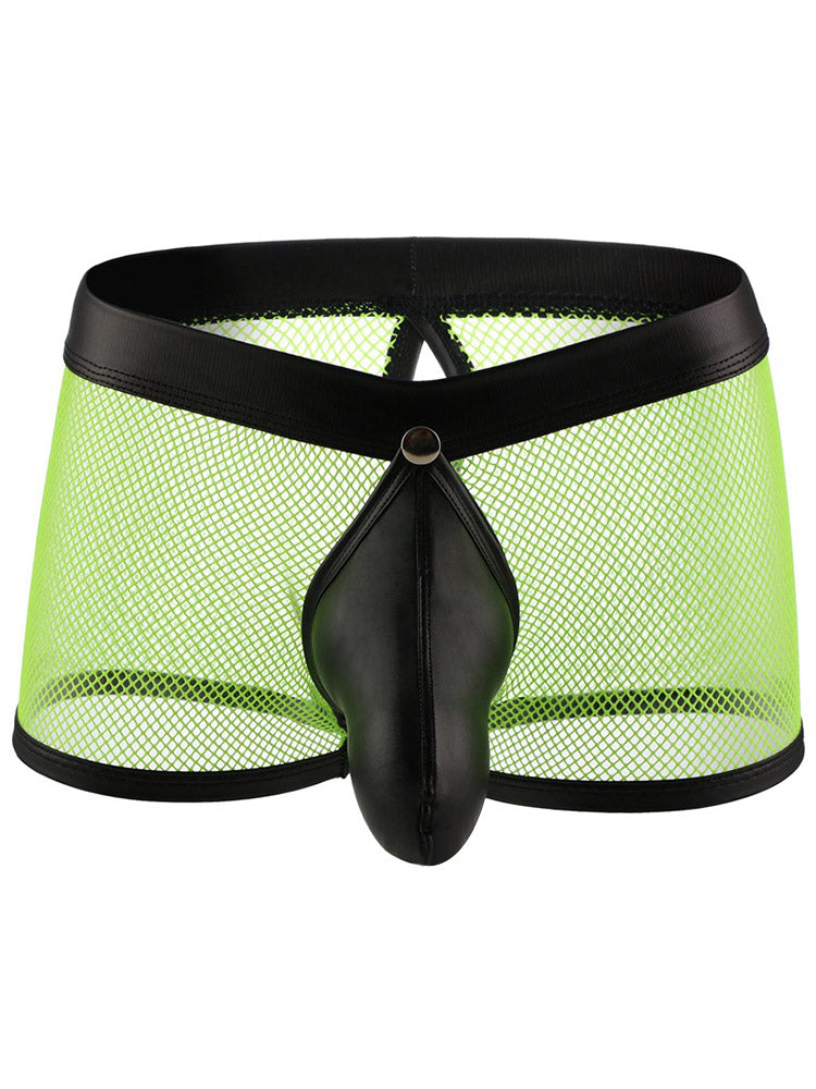 Men's Mesh Breathable Sexy Open-hole Fun Boxer Briefs