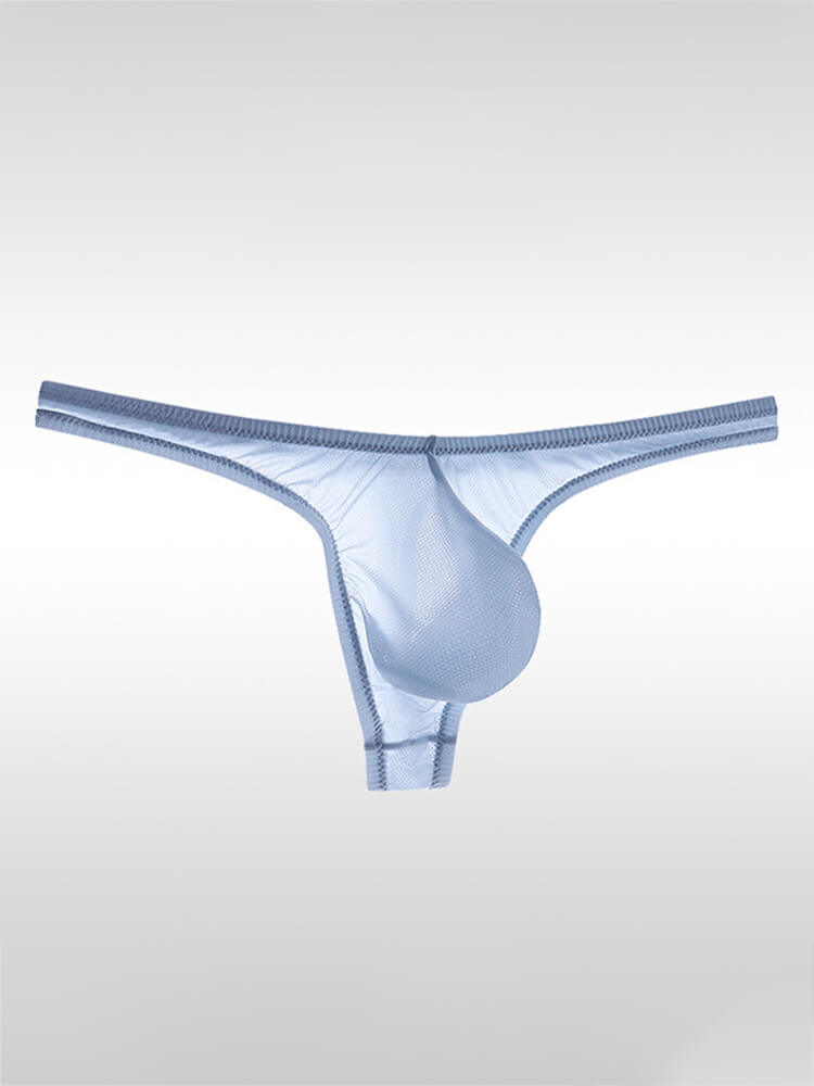 Men's Sexy Sheer U-Bulge Pouch Ice Silk Thong