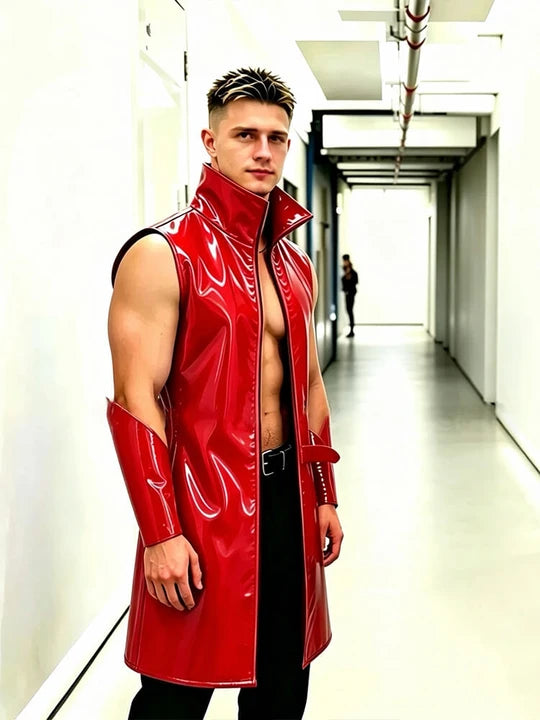 Men's Patent Leather Red Performance Costume Set