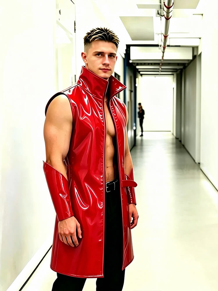 Men's Patent Leather Red Performance Costume Set