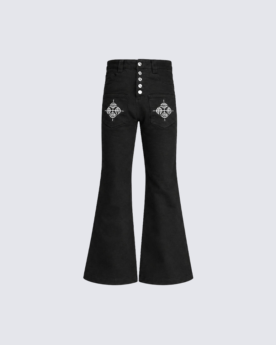 KIIKIO Y2K Graphic Flared Slim Fit Pants