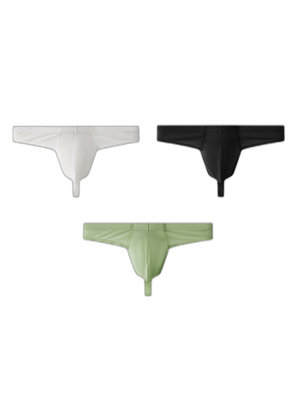 3 Pack Men's Solid Color Seamless Comfort Quick-Dry Breathable Thongs