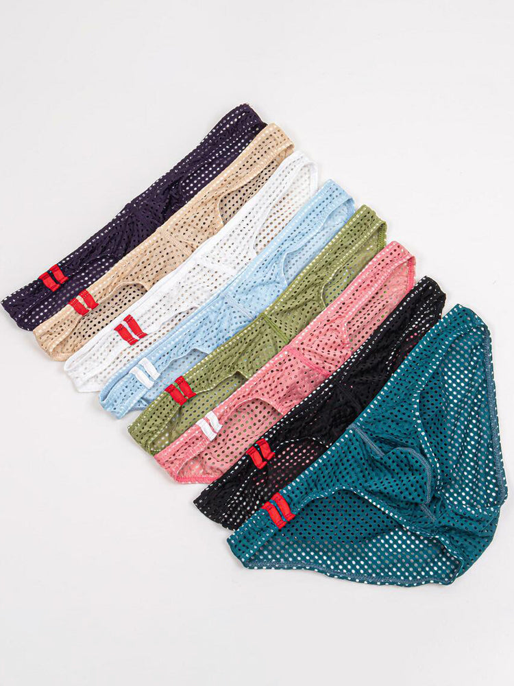 Men's Mesh Sexy Low Waist Spandex Briefs