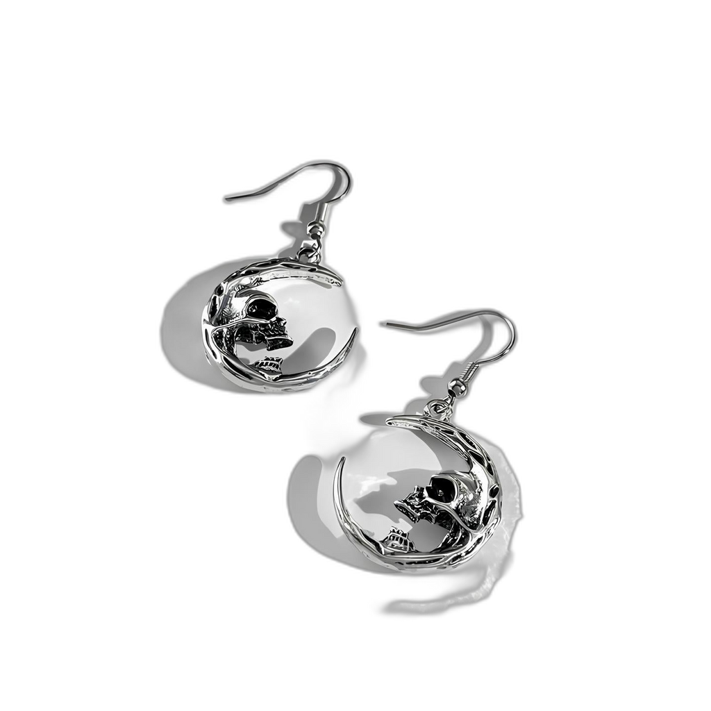 Skull Moon Earrings