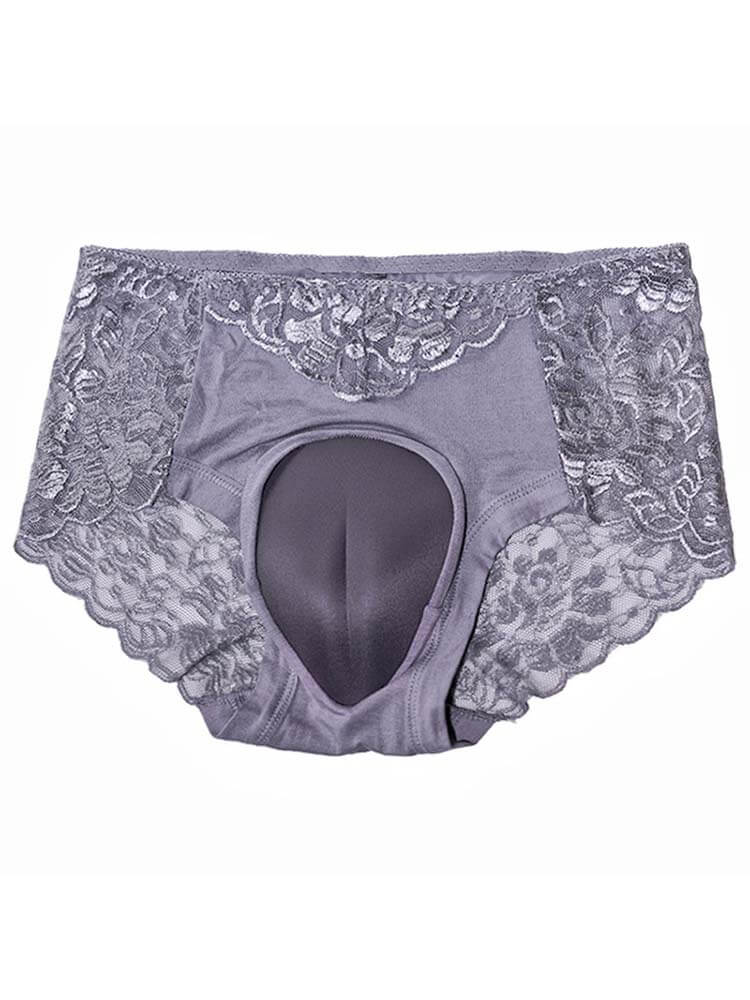 Men's Sexy Lace Solid Color Crossdressing Briefs