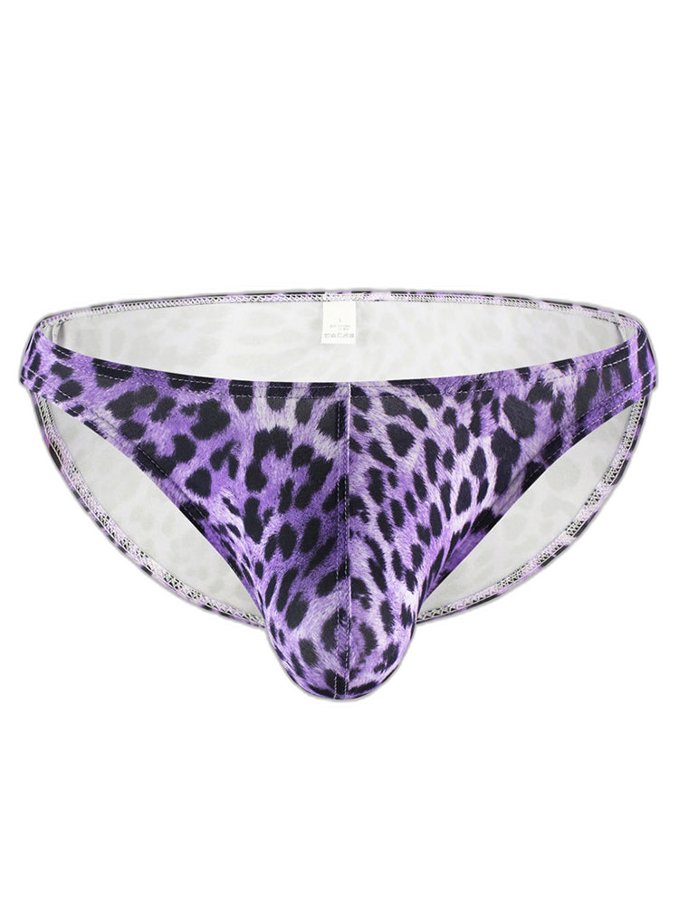 4 Pack Men's U-Convex Leopard Print Nylon Bikini