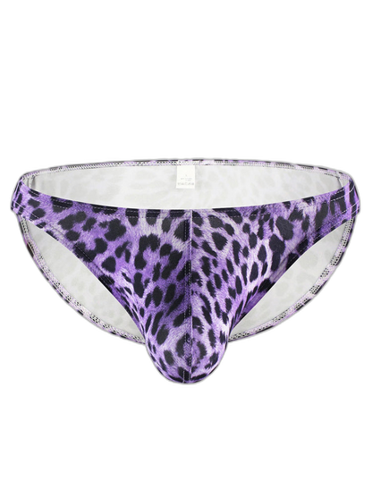 4 Pack Men's U-Convex Leopard Print Nylon Bikini