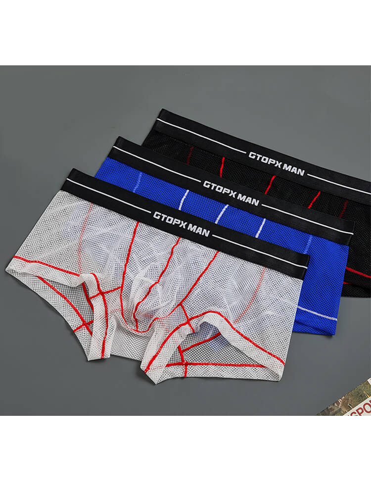 Men's Mesh U-Convex Pouch Low Waist Boxer Briefs