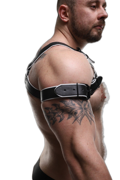 ruff GEAR Double Tone Leather Bicep Strap White Black