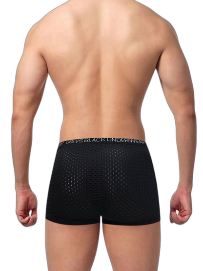 2 Pack Men's Sexy V-shape Waistband Mesh Trunks