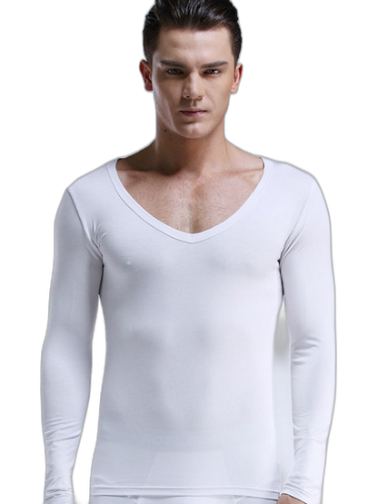Mens Ultra Soft Low Cut V-Neck Thermal Shirt