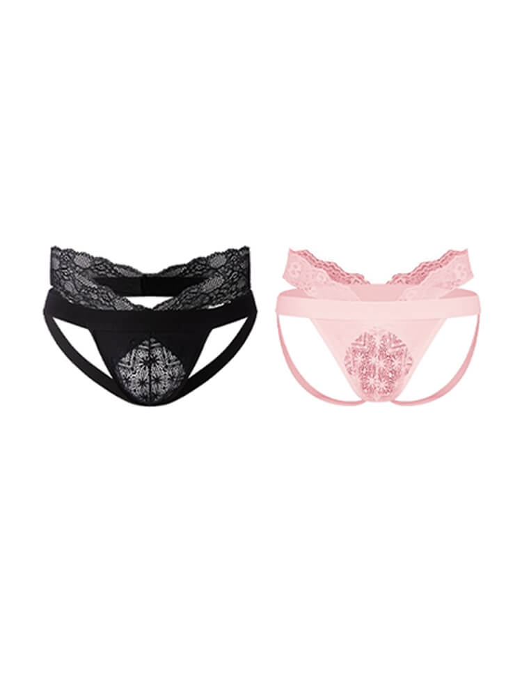 Men's Sexy Lace-Trimmed Solid Low-Rise Jockstrap
