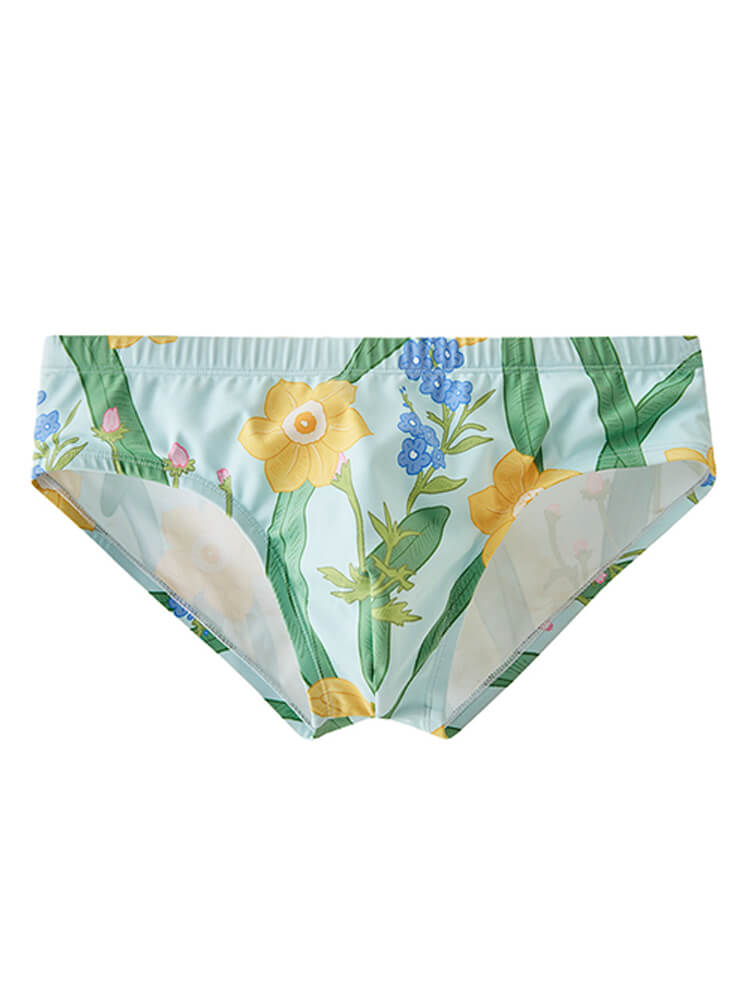 Men's Botanical Floral Print Swim Briefs