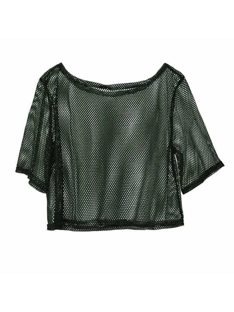 Men's Fishnet Mesh Party/Prom Cropped T-shirt