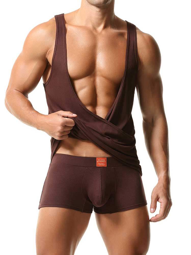 Men's Sexy Side Slits V-Neck Solid Color Vest