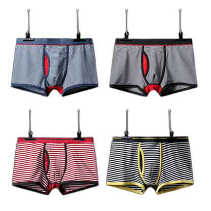 Men's Striped Cotton Sports Boxer Briefs