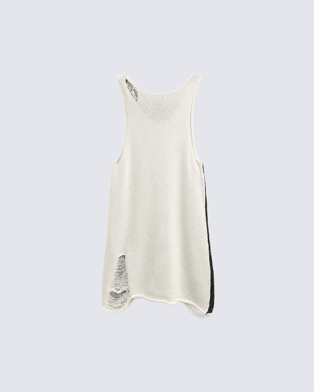 New Black White Distressed Knit Tank Top