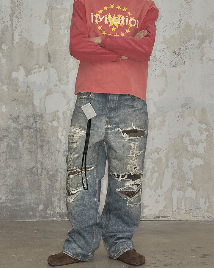 KIIKIO Y2K Star Graphic Flared Jeans