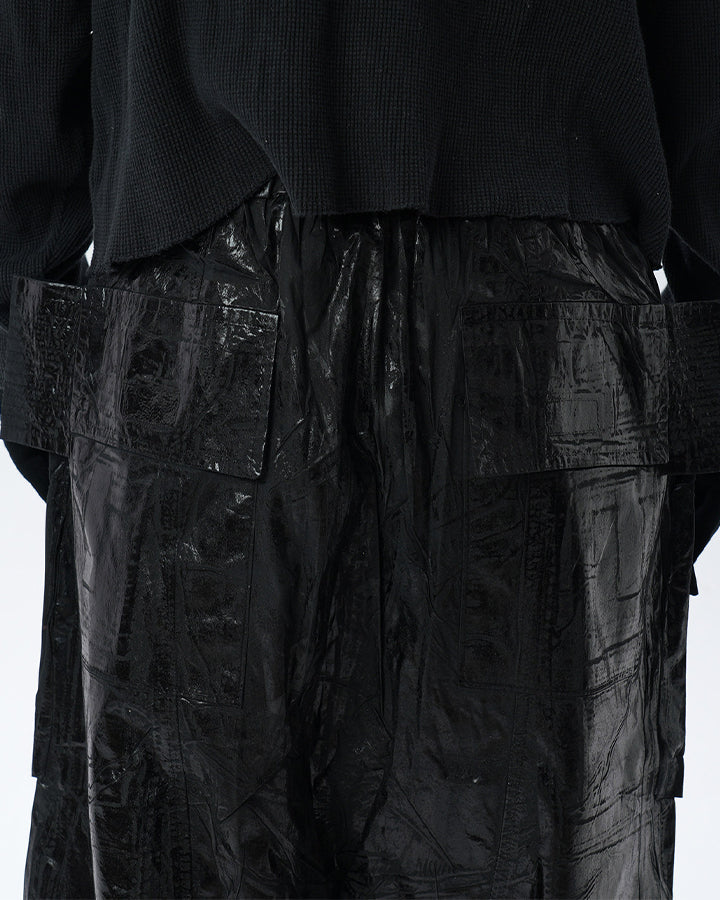 New Glossy Coated Gothic Cargo Denim Shorts