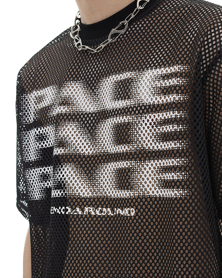 Y2K Racing Graphic Mesh New Short Sleeve Tee
