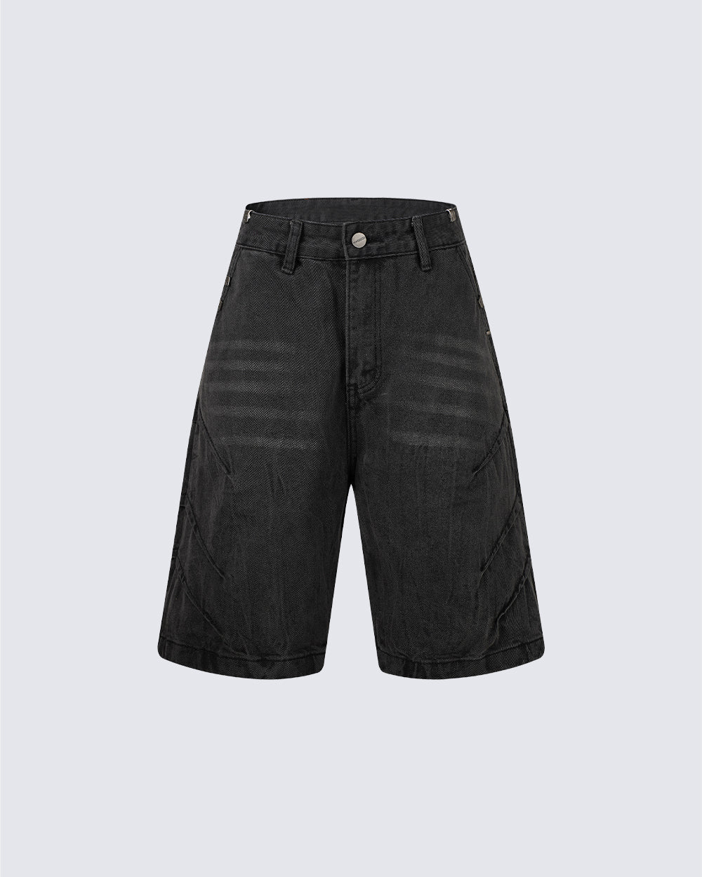 High Street Scratch Stitch Wide Denim Shorts