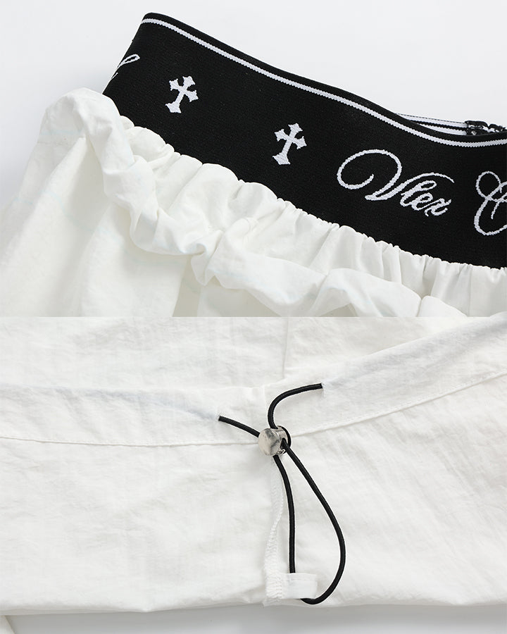 KIIKIO Retro Cross-Waistband Parachute Pants