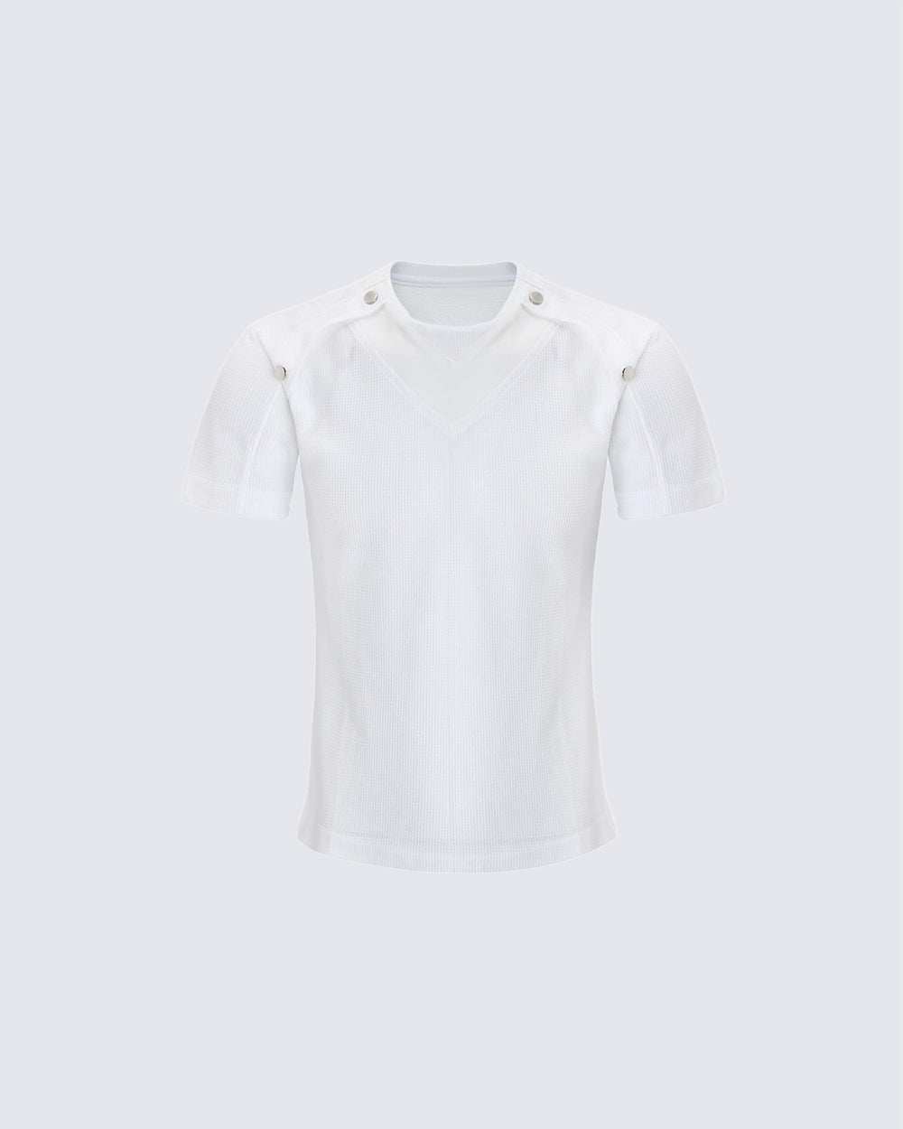 KIIKIO Punk Rivet Shoulder Spliced Slim Fit Tee