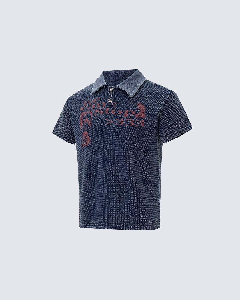 High Street Graphic Textured Washed New Polo T-Shirt