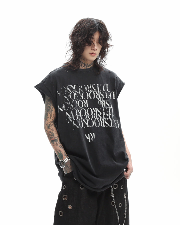 KIIKIO Vintage Washed Raw-Edge Graphic Tee