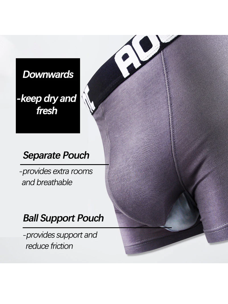 Aoelemen 2 Pack Modal Stretch Separate Pouch Boxer Briefs