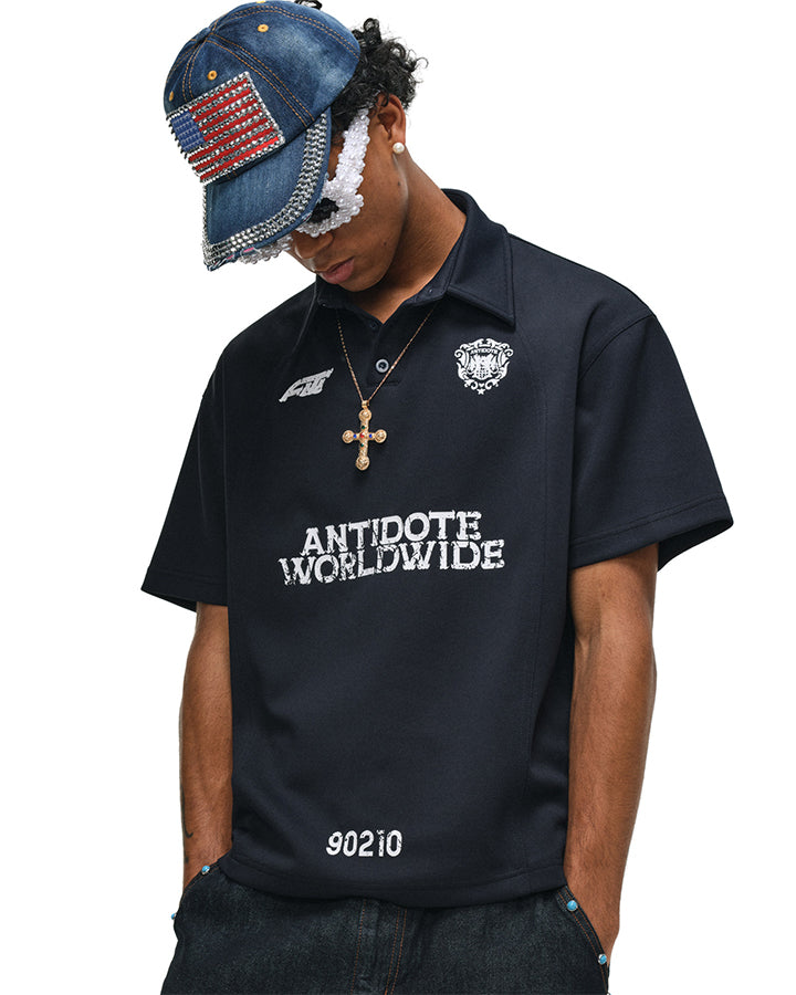 KIIKIO High Street Distressed Graphic Collared Tee