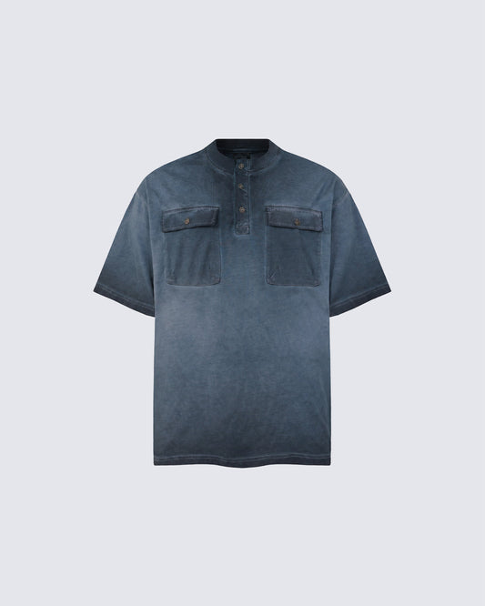 Utility Vintage Washed Double Pocket Henley Tee