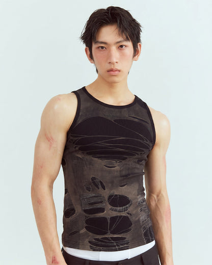 Y2K Distressed Cutout Sleeveless Knit New Tank Top