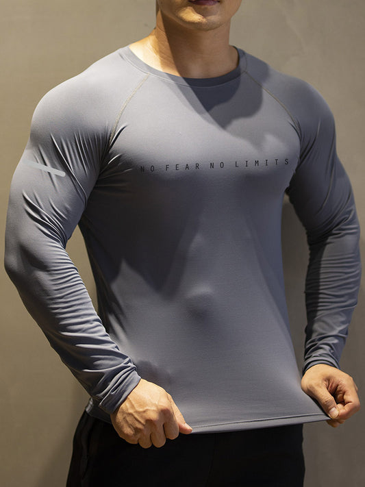 Men's Tight-fitting Elastic Fitness Round Neck Top