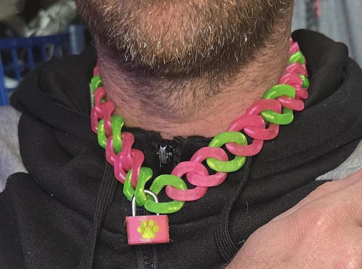 🔗 Multicolor Cuban Chain Necklace / Collar with Matching Padlock – Colorful, Personalized, Durable, & Stylish