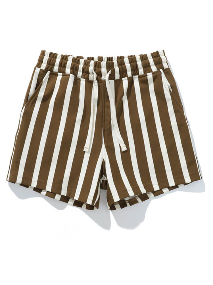 Men's American-Style Casual Wide-Stripe Cotton Shorts
