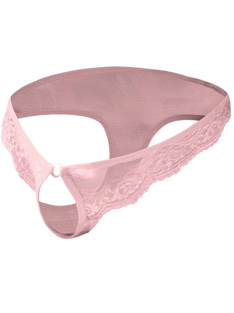 Men's Sheer Mesh Low Waisted Spandex Thong